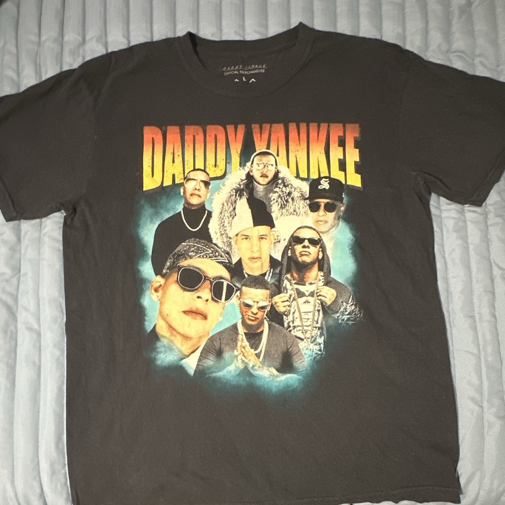 VTG Daddy Yankee Men's T-Shirt Black L Graphic Logo Crew Neck